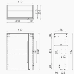 AICA Sanitaire Meuble de salle de bain 44cm avec 2 compartiments, suspendu, Anthracite* Meuble Sous-Vasque