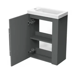 AICA Sanitaire Meuble de salle de bain 44cm avec 2 compartiments, suspendu, Anthracite* Meuble Sous-Vasque