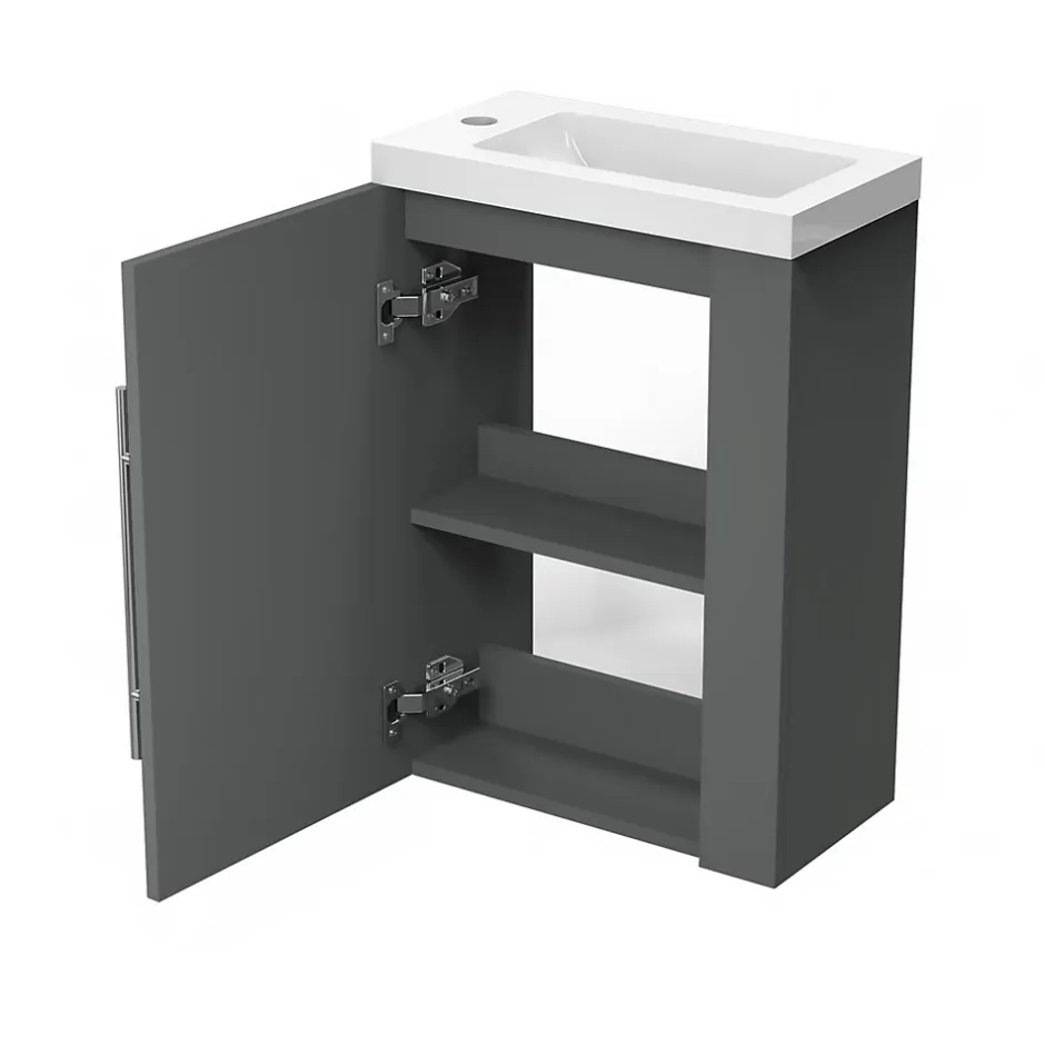 AICA Sanitaire Meuble de salle de bain 44cm avec 2 compartiments, suspendu, Anthracite* Meuble Sous-Vasque
