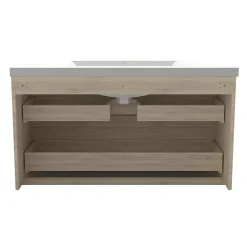 AICA Sanitaire Meuble de salle de bain chêne 100cm, suspendu avec 2 tiroirs* Meuble Sous-Vasque