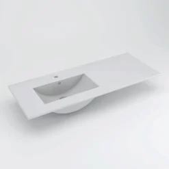 Cosyneo Meuble de salle de bain 120cm avec vasque à gauche - sans miroir - 2 tiroirs et 1 placard - blanc - ZARZA
