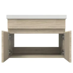 AICA Sanitaire Meuble de salle de bain 60cm à double porte, suspendu, Chêne