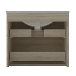 AICA Sanitaire Meuble de salle de bain chêne 60cm, suspendu avec 2 tiroirs