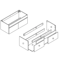 AICA Sanitaire Meuble de salle de bain 100cm à double porte, suspendu, Anthracite