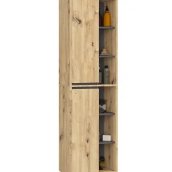 3xE Living Meuble de salle de bain, chêne artisanal/gris graphite, 50 x 170 x 30 cm* Armoire De Salle De Bains