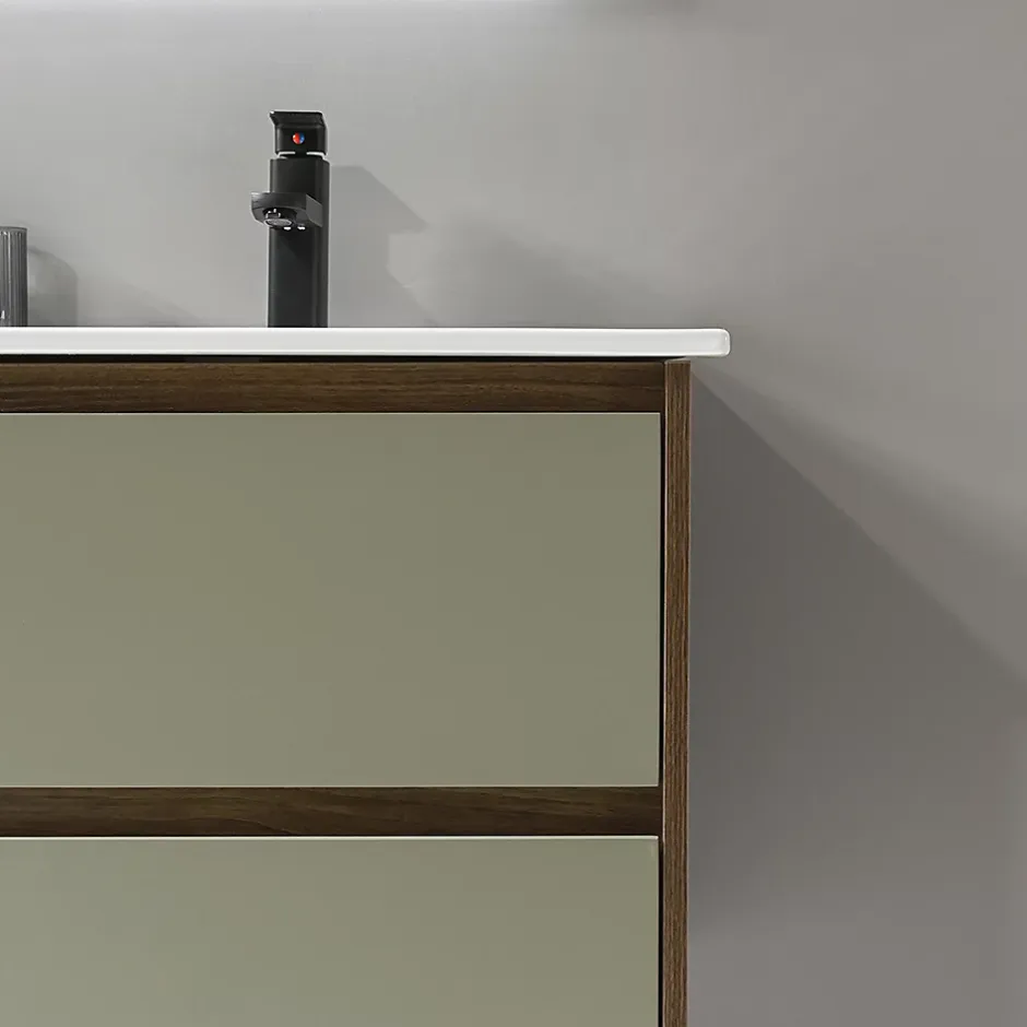 Luxury Bain Meuble de salle de bain double vasque 120cm bois et vert avec miroir LED LuxuryBain-