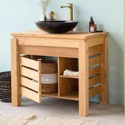 Wanda Collection Meuble de salle de bain en teck Zen 85cm