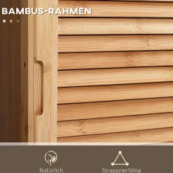 ProximaX Meuble de salle de bain en bambou naturel, avec tiroir, trois étagères et compartiment ouvert, Bois naturel.