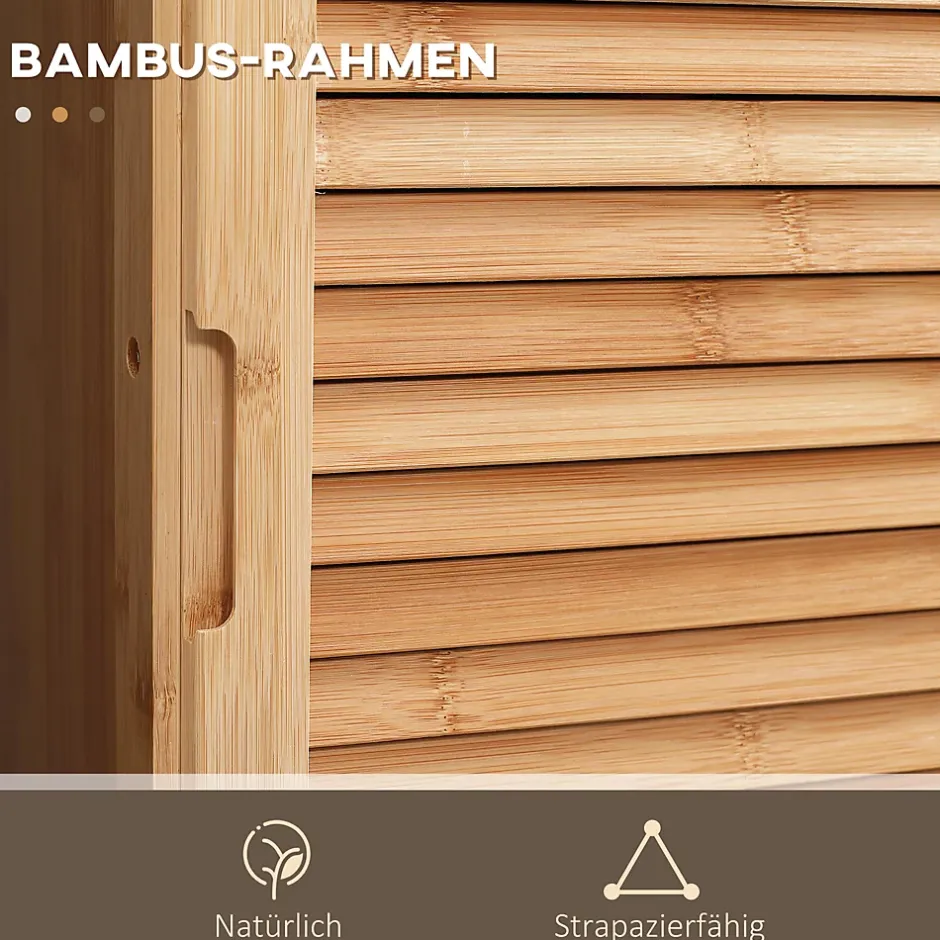 ProximaX Meuble de salle de bain en bambou naturel, avec tiroir, trois étagères et compartiment ouvert, Bois naturel.
