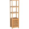 ProximaX Meuble de salle de bain en bambou naturel avec 3 compartiments ouverts, dimensions 36 x 33 x 140 cm pour un rangement optimal.