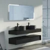 Distribain Meuble de salle de bain FABRIANO 1600 Noir mat* Ensemble Meuble De Salle De Bains