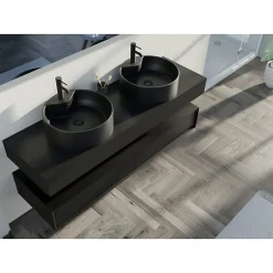 Distribain Meuble de salle de bain FABRIANO 1600 Noir mat* Ensemble Meuble De Salle De Bains
