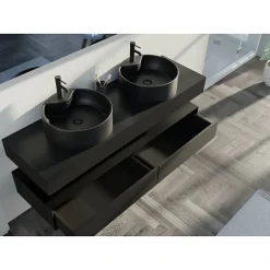 Distribain Meuble de salle de bain FABRIANO 1600 Noir mat* Ensemble Meuble De Salle De Bains