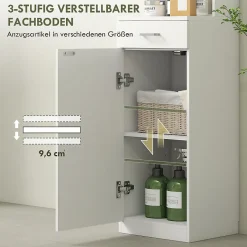 ProximaX Meuble de salle de bain haut et étroit, avec tiroir, porte et étagères réglables, pour salle de bain ou salon, blanc* Meuble Wc