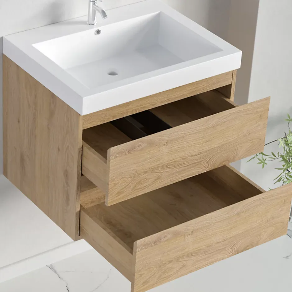 Lomazoo Meuble de salle de bain Monaco chêne clair - 60cm* Meuble Vasque