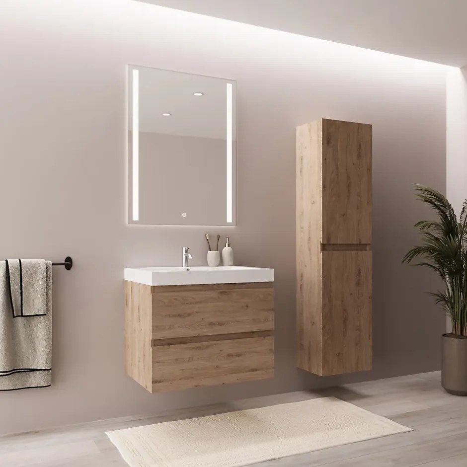 Lomazoo Meuble de salle de bain Monaco chêne clair - 60cm* Meuble Vasque