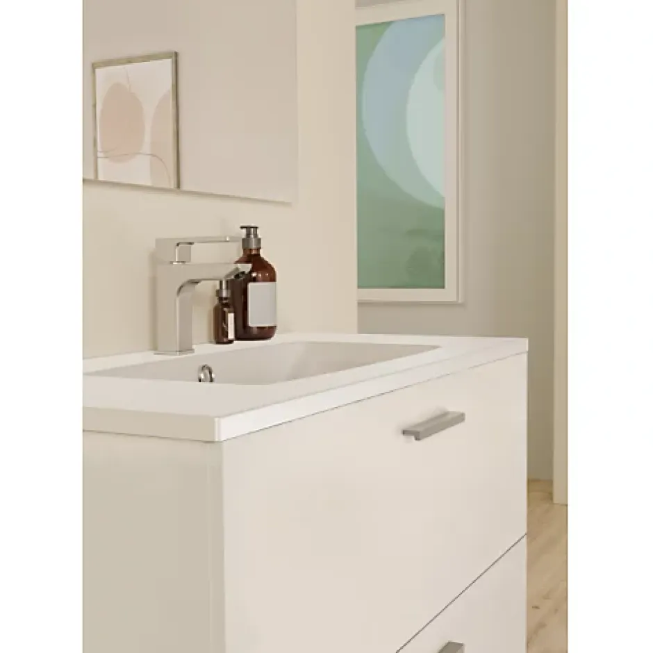 Sanitaire Meuble de salle de bain MINAO 80 en kit - 2 tiroirs - Blanc Brillant