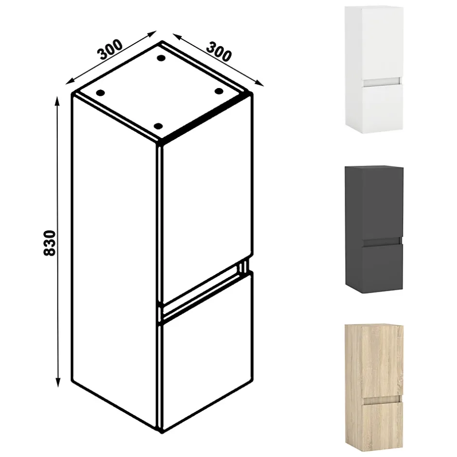 AICA Sanitaire Meuble de salle de bain mural, 30x30x83 cm, colonne blanche,* Armoire De Salle De Bains|Meuble De Salle De Bains Faible Profondeur