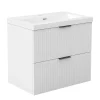 AICA Sanitaire Meuble de salle de bain mural 60 cm Blanc - 2 tiroirs, lavabo (jointless & résistant),* Meuble Vasque