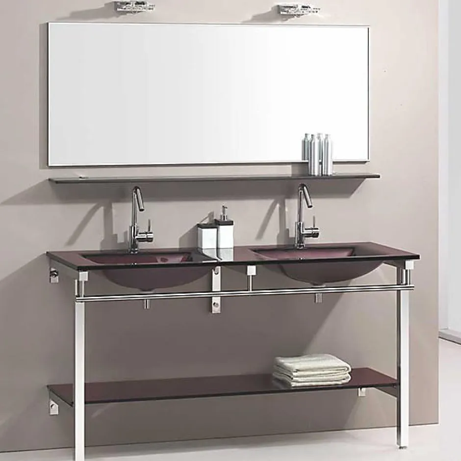 Wikao Meuble de salle de bain marron Aïda - Marron* Plan Double Vasque