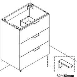 AICA Sanitaire Meuble de salle de bain mural avec pieds 100 cm Anthracite - 3 tiroirs, lavabo (jointless & résistant),