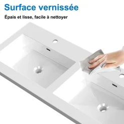 AICA Sanitaire Meuble de salle de bain mural 120 cm Noyer - 4 tiroirs, lavabo (jointless & résistant),