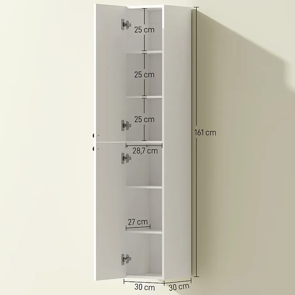 ProximaX Meuble de salle de bain mural, surface laquée, 6 étagères, MDF, blanc