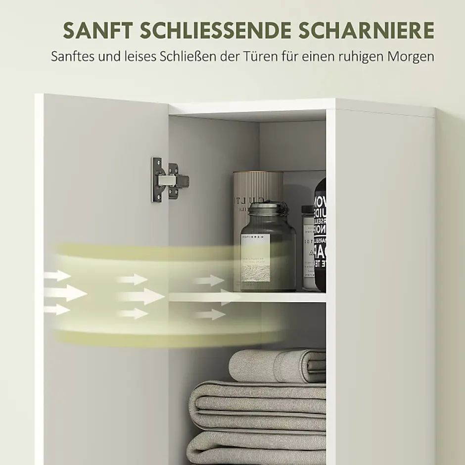 ProximaX Meuble de salle de bain mural, surface laquée, 6 étagères, MDF, blanc