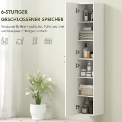 ProximaX Meuble de salle de bain mural, surface laquée, 6 étagères, MDF, blanc