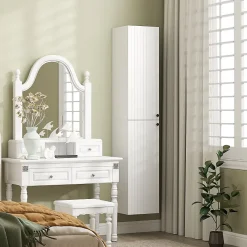 ProximaX Meuble de salle de bain mural, surface laquée, 6 étagères, MDF, blanc