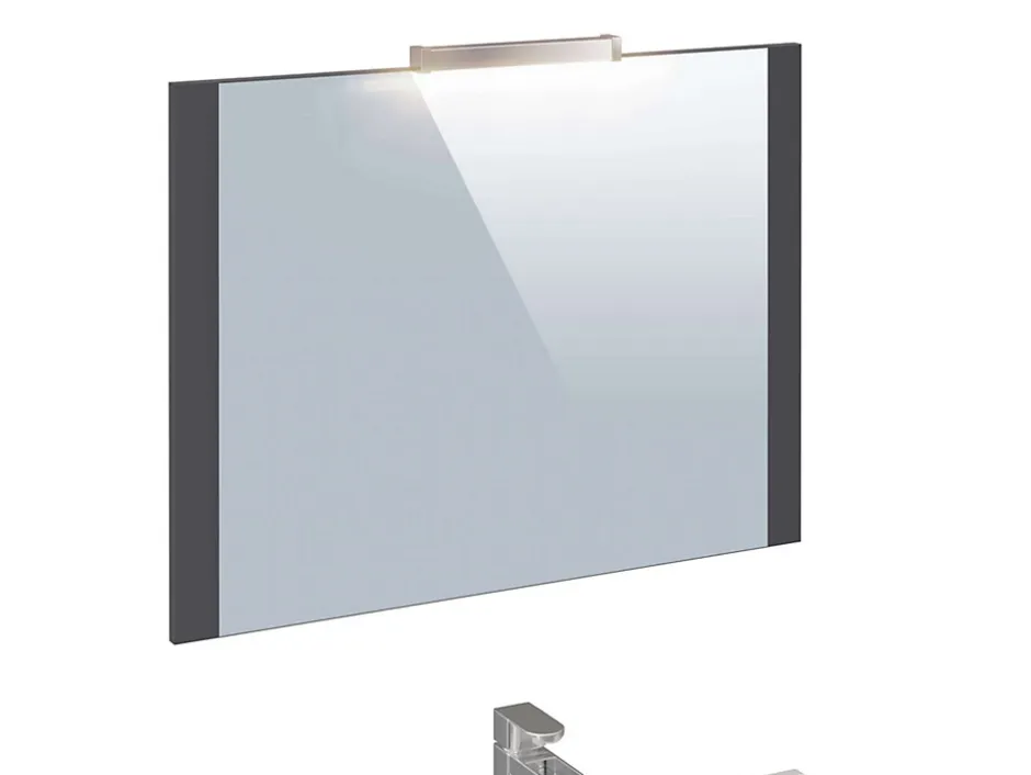 T-Bath Meuble de salle de bain NELI 2 tiroirs 80 cm anthracite Inclus lavabo, miroir et applique LED* Ensemble Meuble De Salle De Bains