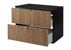 3xE Living Meuble de salle de bain, Noir Mat, 80 x 57 x 46 cm