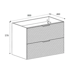 3xE Living Meuble de salle de bain, Noir Mat, 80 x 57 x 46 cm