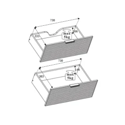 3xE Living Meuble de salle de bain, Noir Mat, 80 x 57 x 46 cm