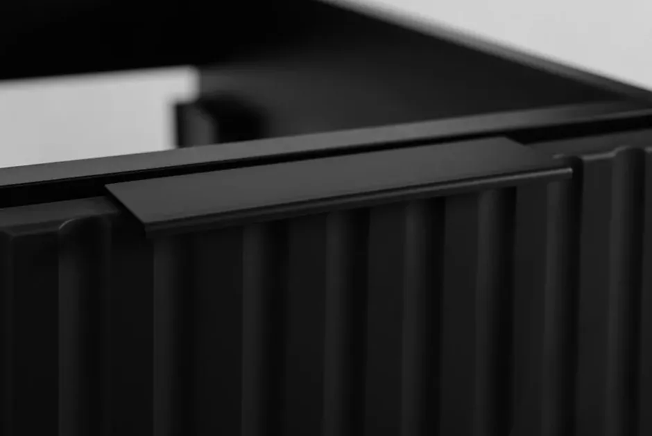 3xE Living Meuble de salle de bain, Noir + poignée noire, 40 x 57 x 46 cm
