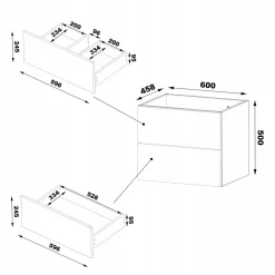 Furnidea Meuble de salle de bain sous vasque suspendu DELCA cachemire 60 cm