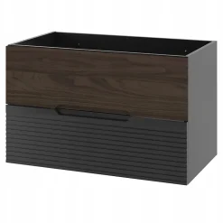 Furnidea Meuble de salle de bain sous vasque suspendu AVELLA noyer et noir 80 cm