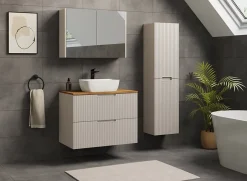Furnidea Meuble de salle de bain suspendu sous vasque VENA cachemire 80 cm* Meuble Sous Lavabo