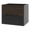 Furnidea Meuble de salle de bain sous vasque suspendu AVELLA noyer et noir 60 cm* Meuble Sous Lavabo