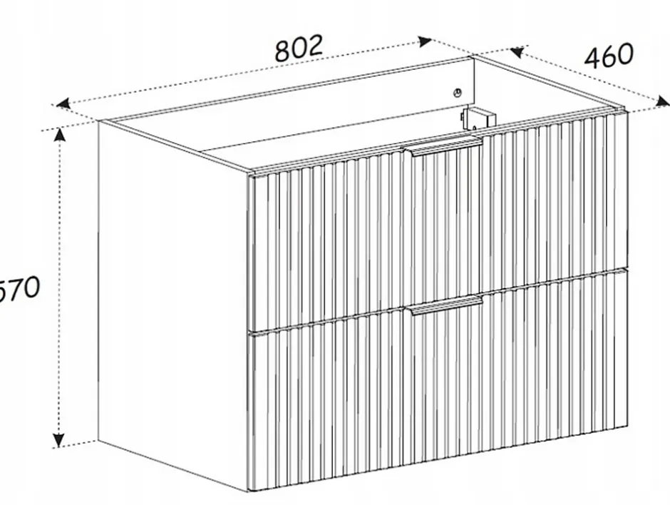 Furnidea Meuble de salle de bain suspendu sous lavabo ADEL CACHEMIRE 80 cm