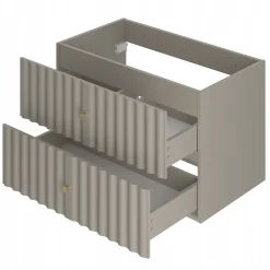Furnidea Meuble de salle de bain sous vasque suspendu AQUA cachemire 80 cm façades rainurées