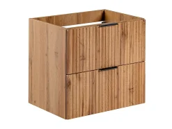 Vente-unique Meuble de salle de bain suspendu strié avec vasque à encastrer - Naturel clair - 60 cm - ZEVARA