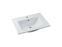 Vente-unique Meuble de salle de bain suspendu strié avec vasque à encastrer - Naturel clair - 60 cm - ZEVARA