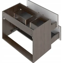 Furnidea Meuble de salle de bain sous vasque suspendu STELLA coloris noyer 80 cm façades rainurées* Meuble Sous Lavabo