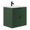 Vente-unique Meuble de salle de bain suspendu strié avec vasque à encastrer - Vert mat - 60 cm - ZEVINI* Meuble Vasque