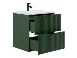 Vente-unique Meuble de salle de bain suspendu strié avec vasque à encastrer - Vert mat - 60 cm - ZEVINI* Meuble Vasque