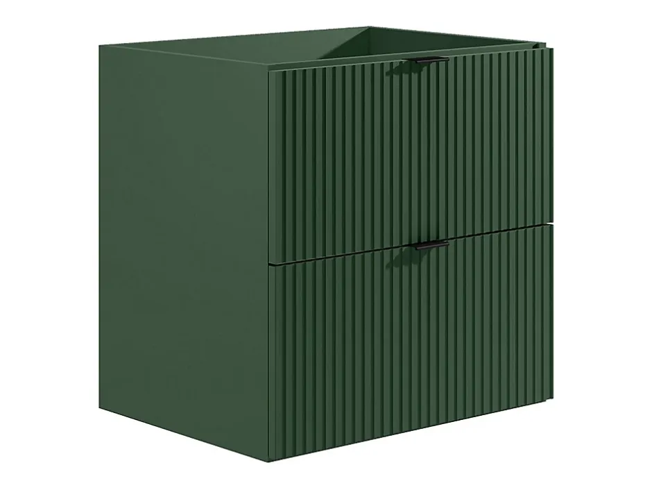 Vente-unique Meuble de salle de bain suspendu strié avec vasque à encastrer - Vert mat - 60 cm - ZEVINI* Meuble Vasque