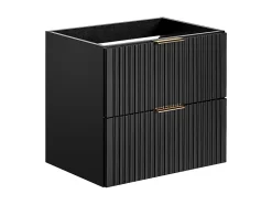 Vente-unique Meuble de salle de bain suspendu strié avec vasque à encastrer - Noir - 60 cm - ZEVARA* Meuble Vasque