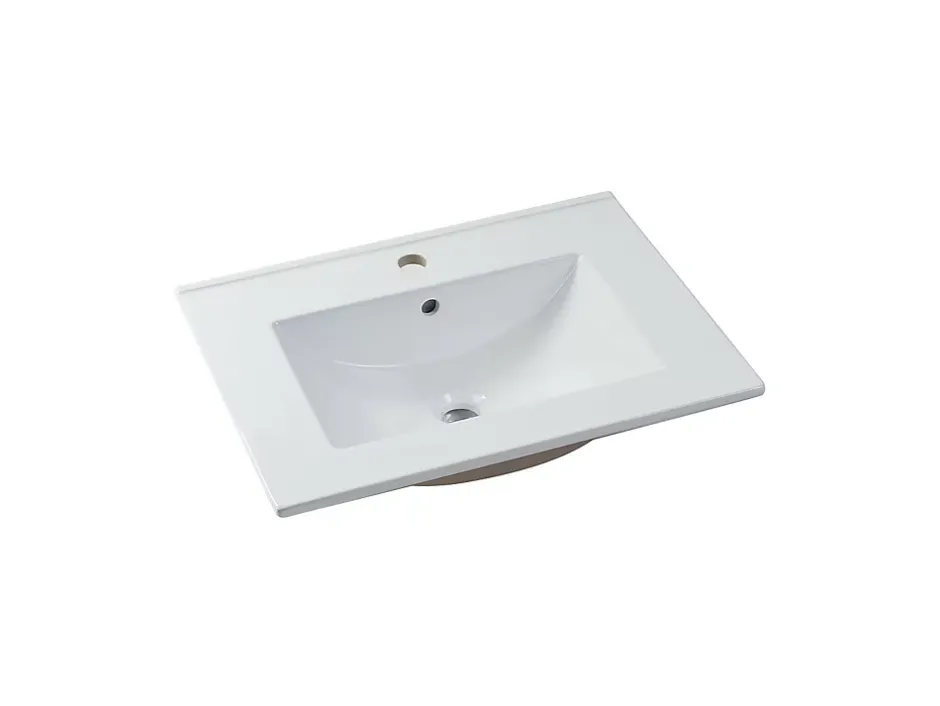 Vente-unique Meuble de salle de bain suspendu strié avec vasque à encastrer - Noir - 60 cm - ZEVARA* Meuble Vasque