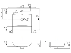 Vente-unique Meuble de salle de bain suspendu strié avec vasque à encastrer - Noir - 60 cm - ZEVARA* Meuble Vasque